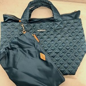 MZ Wallace double stitched small satin metro tote - Jade